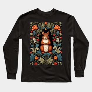 Forest Squirrel - William Morris Inspired Art Long Sleeve T-Shirt